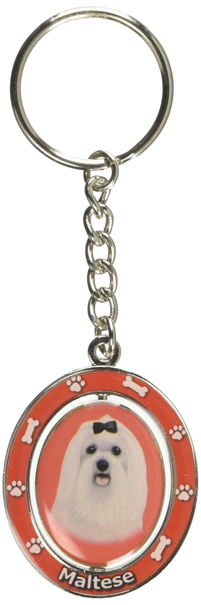 [Australia] - Maltese Key Chain "Spinning Pet Key Chains"Double Sided Spinning Center With Malteses Face Made Of Heavy Quality Metal Unique Stylish Maltese Gifts 