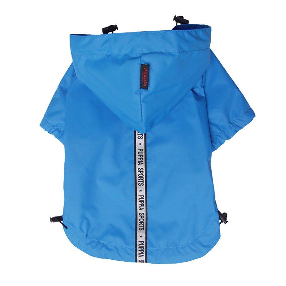 Puppia Authentic Base Jumper Raincoat, 3X-Large, Black Large Sky Blue - PawsPlanet Australia