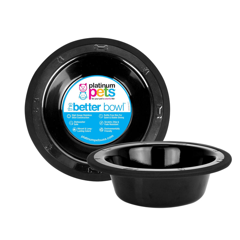 [Australia] - Platinum Pets SwitchIN Stainless Steel Wide Rimmed Dog/Cat Bowl Midnight Black Large 