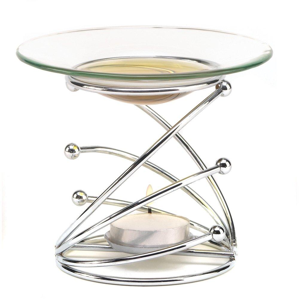 Gifts & Decor Modern Art Style Tealight Candle Holder Scented with Oil Warmer Silver - PawsPlanet Australia