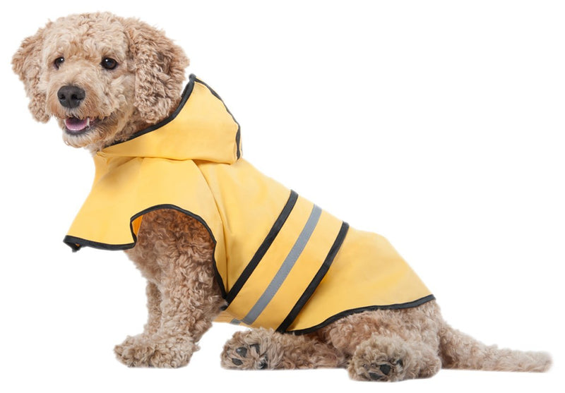 [Australia] - Fashion Pet Dog Raincoat For Small Dogs | Dog Rain Jacket With Hood | Dog Rain Poncho | 100% Polyester | Water Proof | Yellow w/ Grey Reflective Stripe | Perfect Rain Gear For Your Pet! by Ethical Pet 