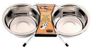 [Australia] - GoGo Pet Products Stainless Steel Double Diner Dog Bowl, 1-Pint 
