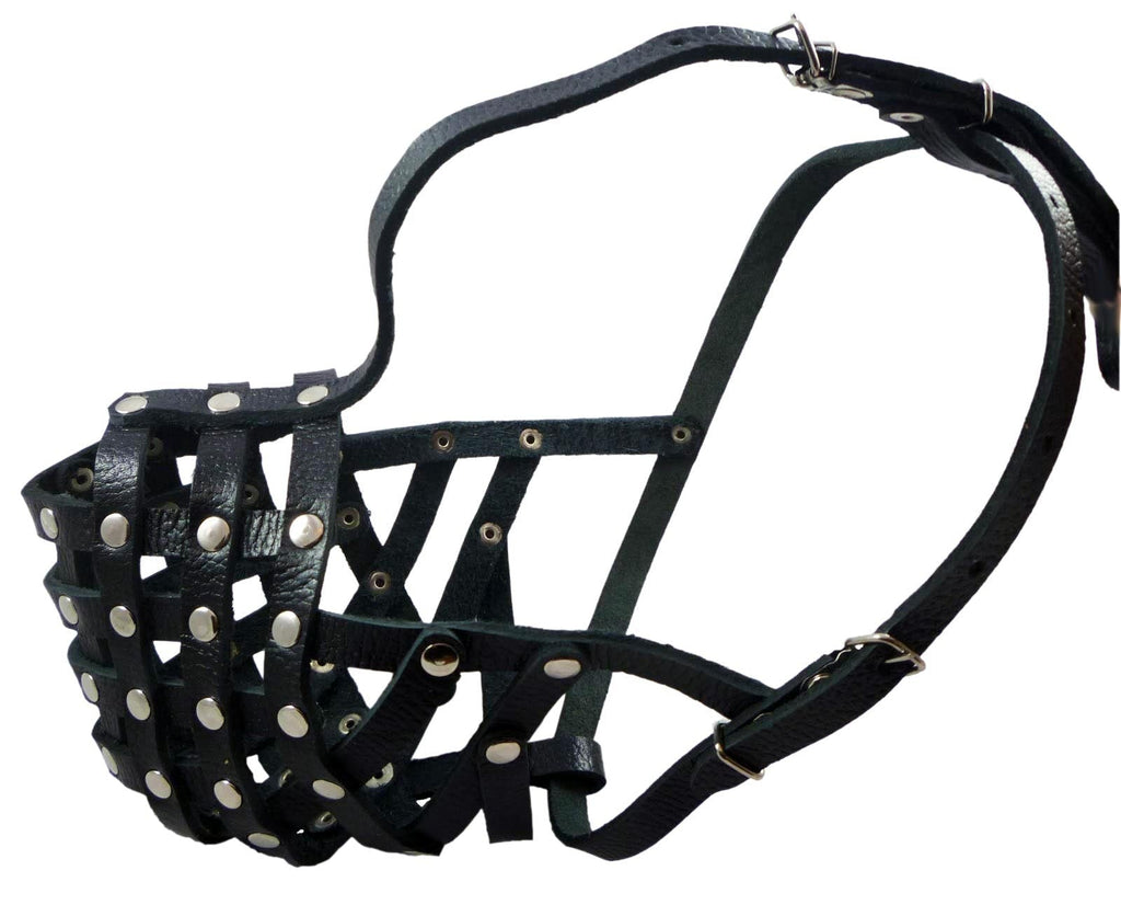 [Australia] - Secure Leather Mesh Basket Dog Muzzle #15 Black - Rottweiler (Circumference 13.5", Snout Length 4") 