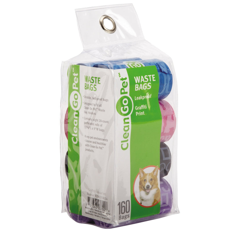 [Australia] - Clean Go Pet Dog Waste Bags, Value Pack, 8 Perforated Rolls of 20 Durable Leakproof Plastic Poop Bags Per Roll 