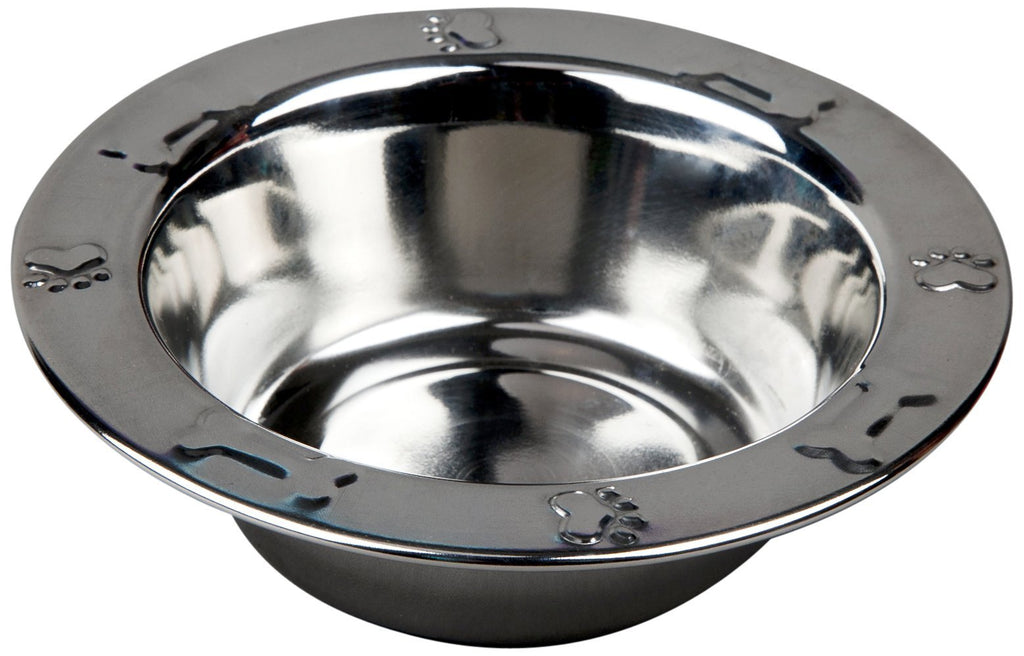 [Australia] - Advance Pet Products Stainless Steel Embossed Rim Feeding Bowl 1-Pint 