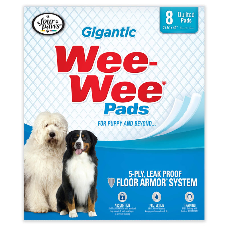 [Australia] - Four Paws Wee-Wee Puppy Training Gigantic Size 27.5" x 44" Pee Pads for Dogs Gigantic 27.5" x 44" 8-Count 