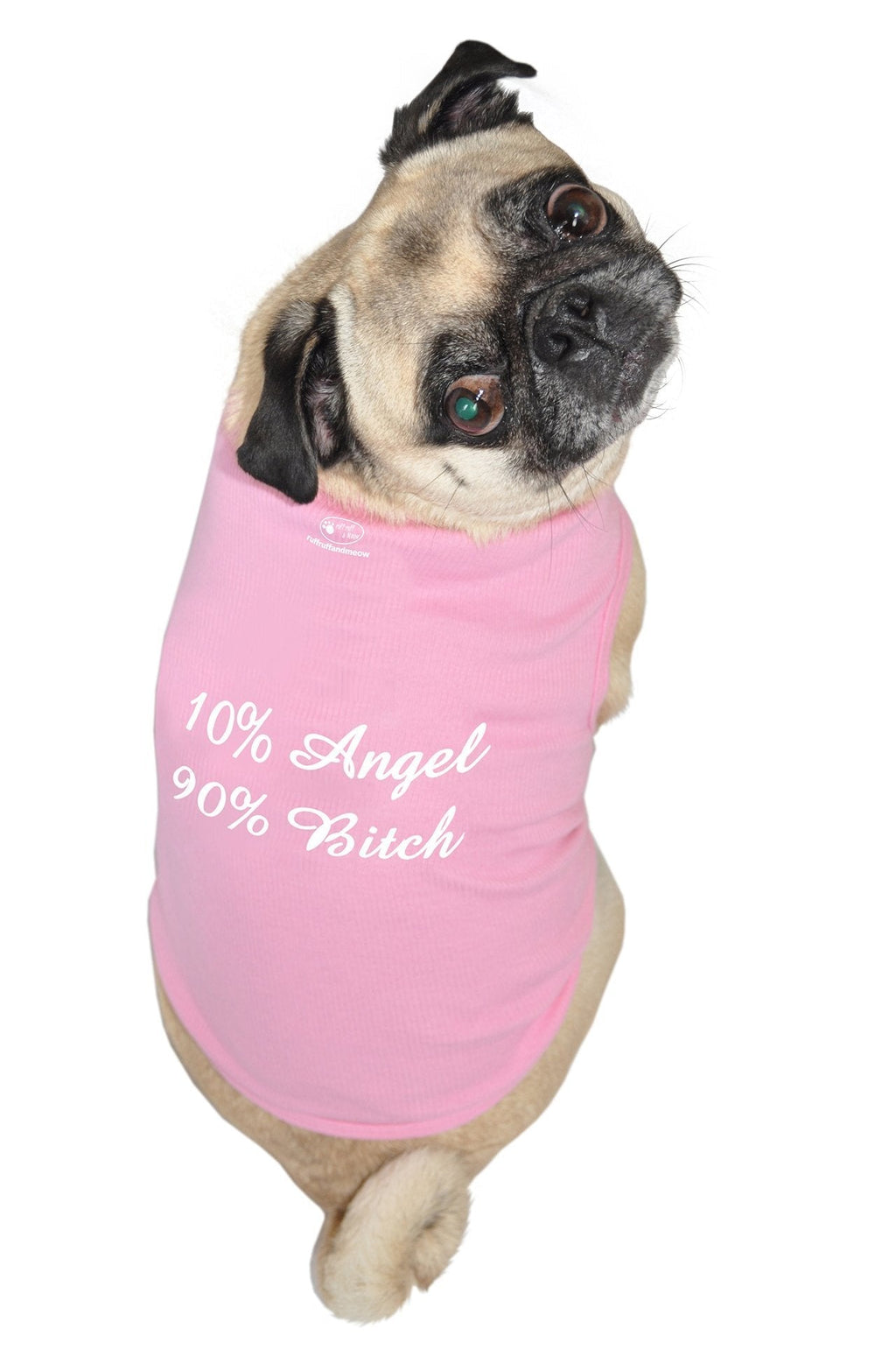 [Australia] - Ruff Ruff and Meow Dog Tank Top, 10% Angel, 90% Bitch, Pink, Extra-Small 