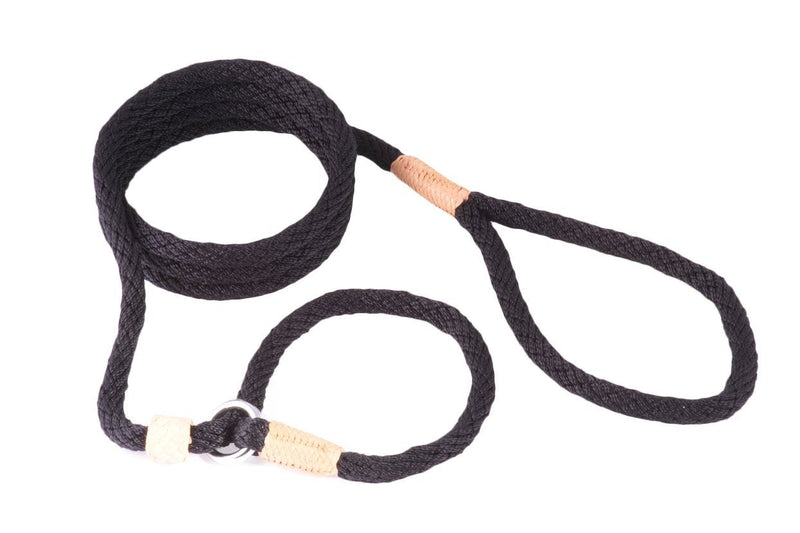 [Australia] - Alvalley Nylon Slip Lead with Stop for Dogs 8mm X 6ft Black 