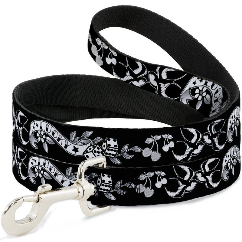 [Australia] - Buckle-Down Dog Leash Lucky Black White Available in Different Lengths and Widths for Small Medium Large Dogs and Cats 4 Feet Long - 1" Wide 