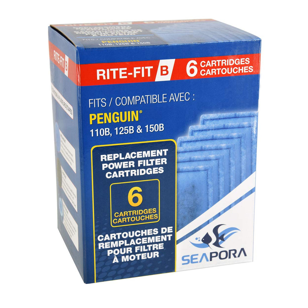 Seapora Rite-Fit B Cartridges for Penguin Power Filters - 110B/125B/150B - 6 pk - PawsPlanet Australia