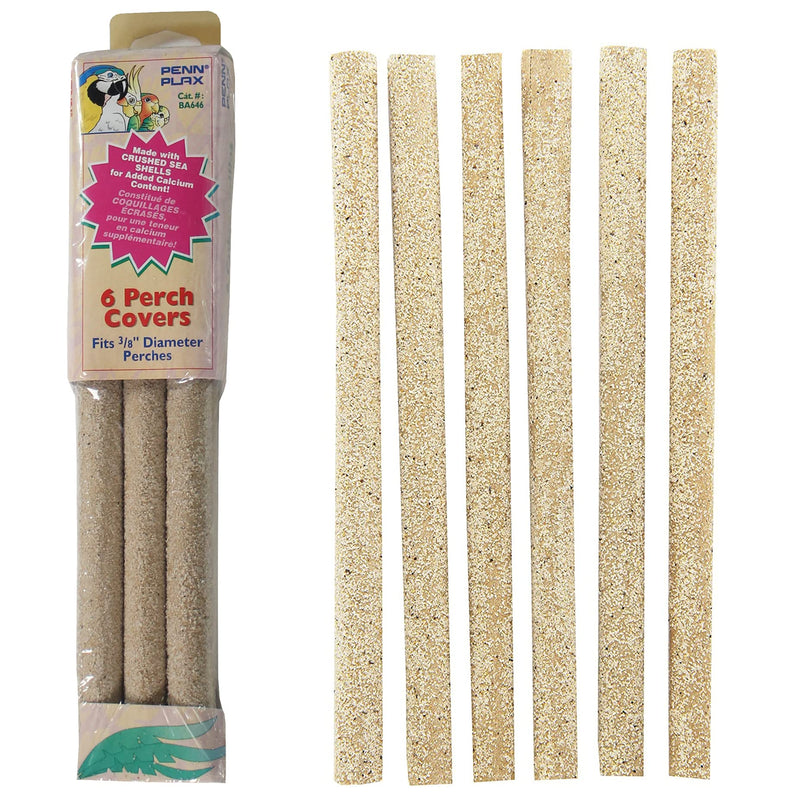 PENN-PLAX Sanded Bird Perch Covers – Made from Crushed Seashells – Great for Parakeets, Lovebirds, Parrotlets, Finches, Canaries, and More – Small – 6-Pack - PawsPlanet Australia