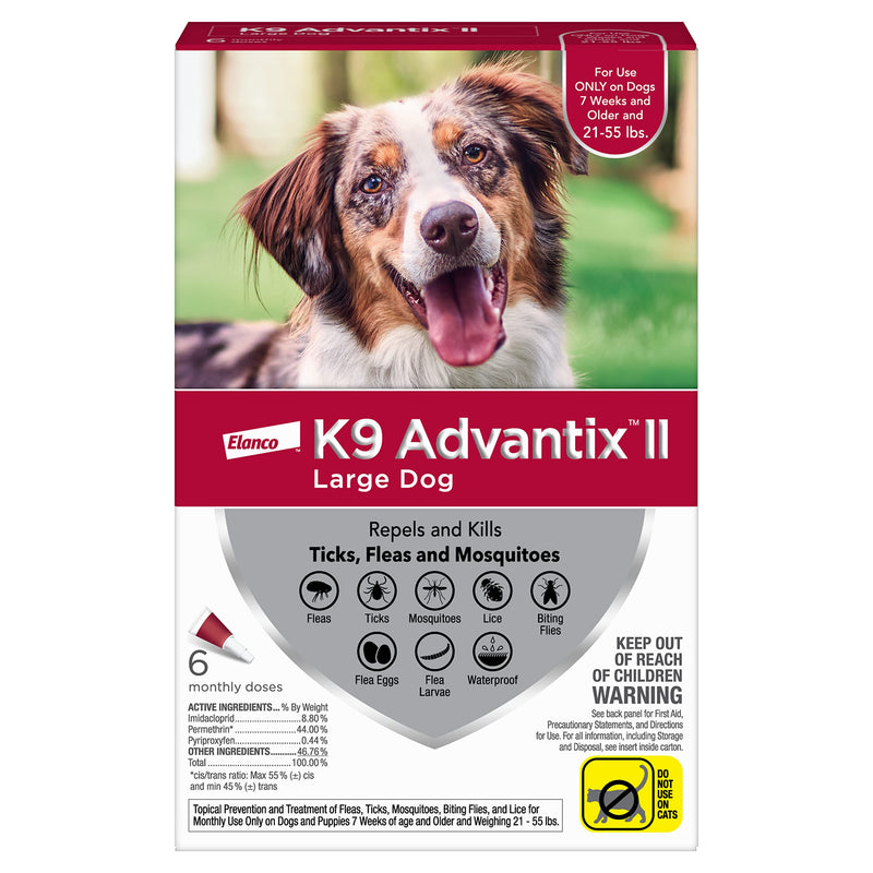K9 Advantix II Flea and Tick Prevention for Large Dogs 6-Pack, 21-55 Pounds - PawsPlanet Australia