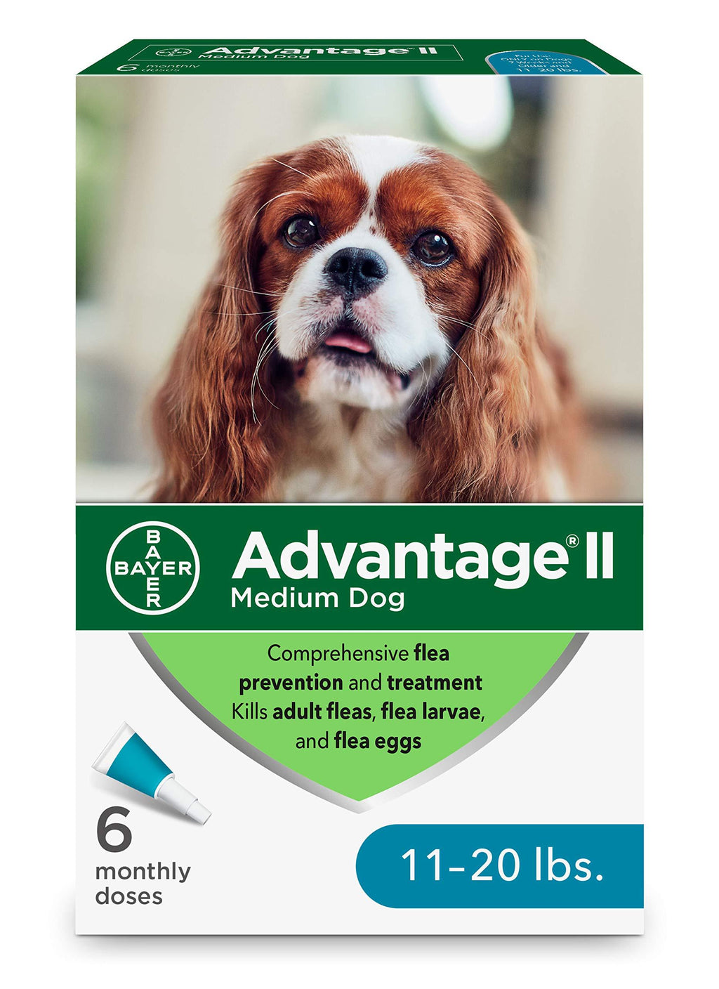 Advantage II 6-Dose Medium Dog Flea Prevention, Topical Flea Treatment for Dogs 11-20 Pounds - PawsPlanet Australia