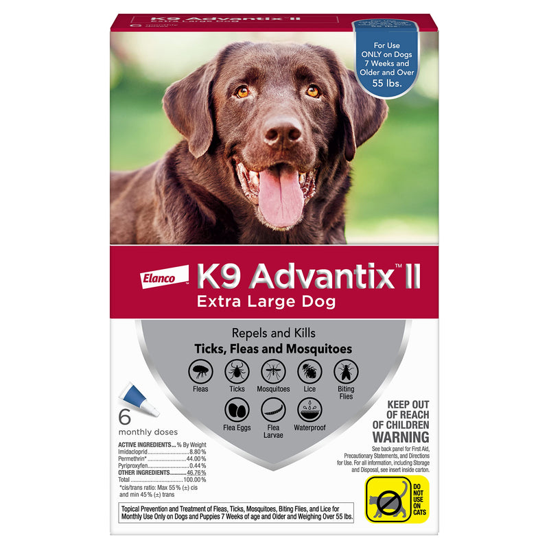 K9 Advantix II Flea and Tick Prevention for Extra-Large Dogs 6-Pack, Over 55 Pounds - PawsPlanet Australia