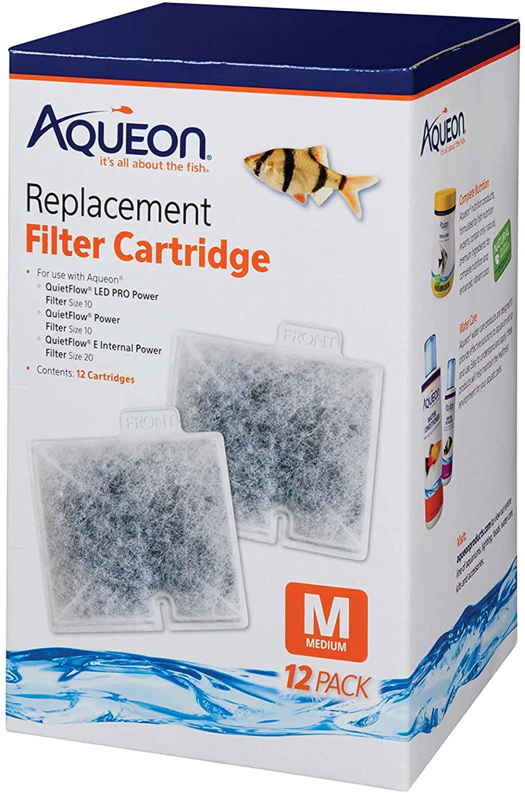 Aqueon QuietFlow Filter Cartridge, Medium, 12 Cartridges (Pack of 1) Medium, 12 Cartridges (Pack of 1) - PawsPlanet Australia