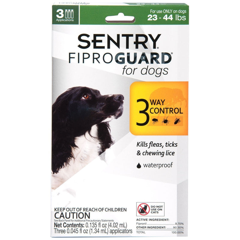 SENTRY Fiproguard for Dogs, Flea and Tick Prevention for Dogs (23-44 Pounds), Includes 3 Month Supply of Topical Flea Treatments - PawsPlanet Australia