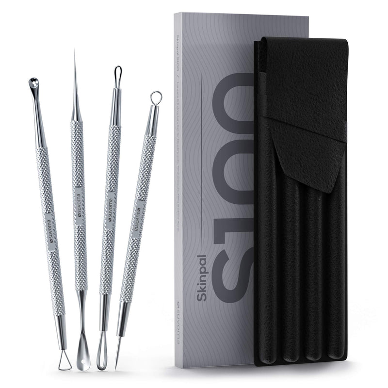 Suvorna Skinpal S100 Pimple Popper tool Kit. Blackhead, Whitehead Extractors, Zit, Blemish & Comedone Remover with Milia Needle/lancets. Dermatologist Grade Surgical Steel. Approved by Aestheticians. - PawsPlanet Australia