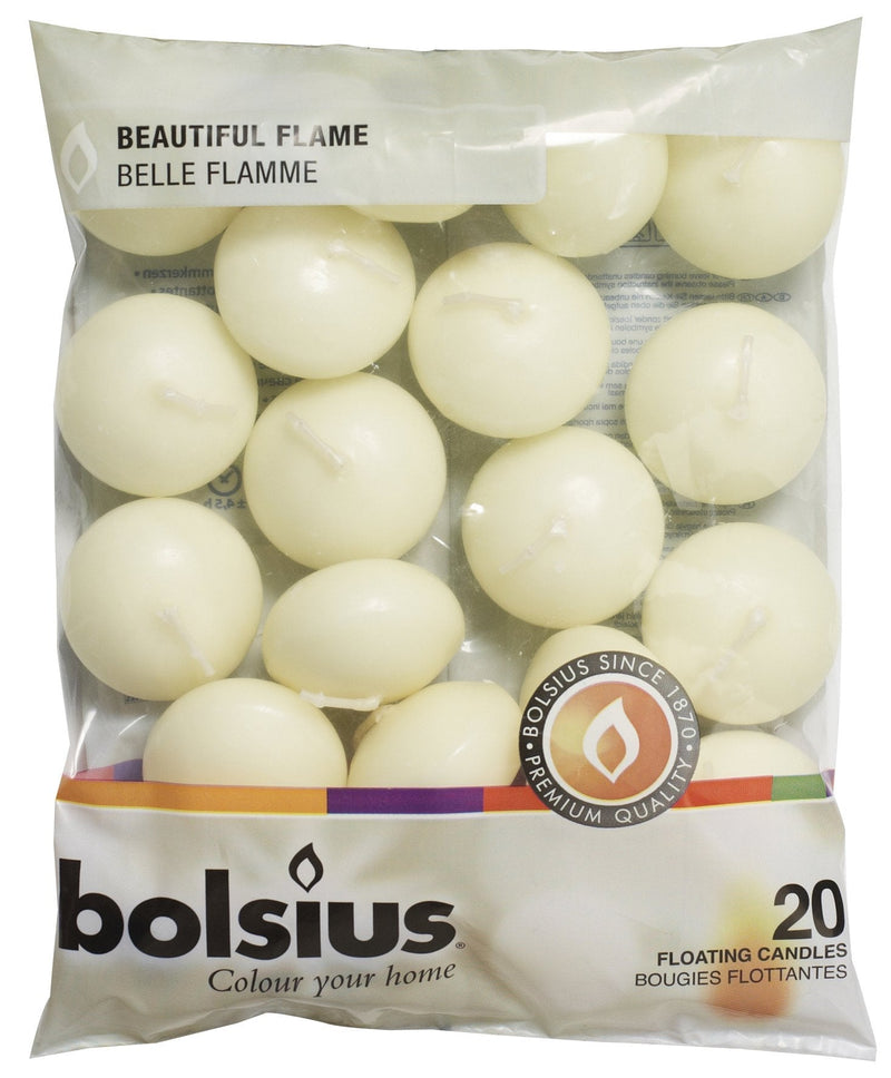 BOLSIUS Unscented Floating Candles - Pure Rich Creamy Ivory, 20 Set - Smokeless, European Quality - Imbue Breathtaking Ambiance for Romantic Wedding Centerpieces, Decorations, Events, Holiday Parties 20 Count - PawsPlanet Australia