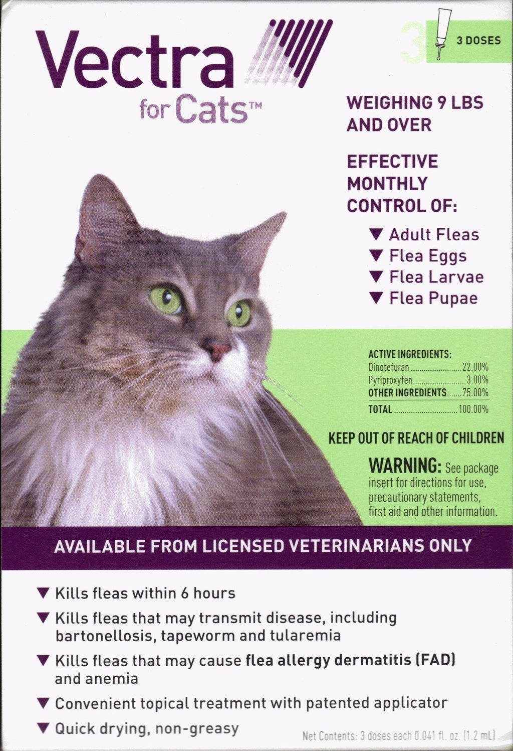 Vectra for Cats & Kittens Over 9lbs 3 Doses - PawsPlanet Australia