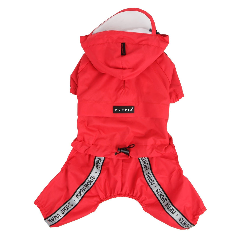 [Australia] - Authentic Puppia Race Track Hooded Jumpsuit, Red, Small 