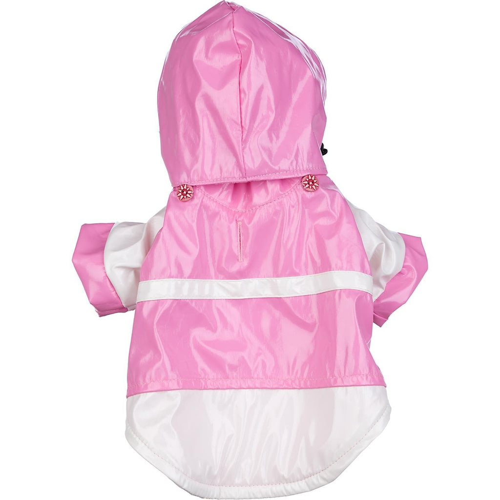 [Australia] - Two-Tone PVC Waterproof Adjustable Pet Raincoat Pink & White X-Small 