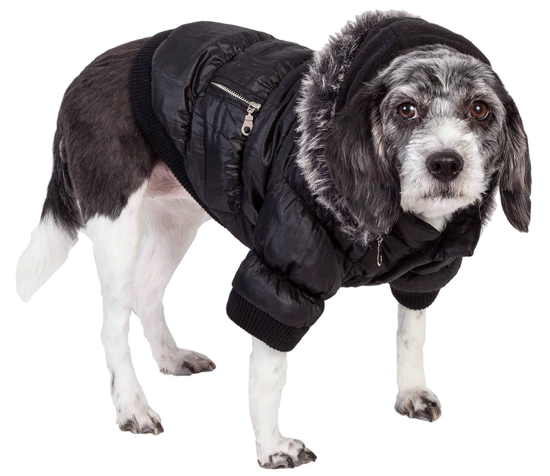 [Australia] - Metallic Fashion Pet Parka Coat Black Medium 