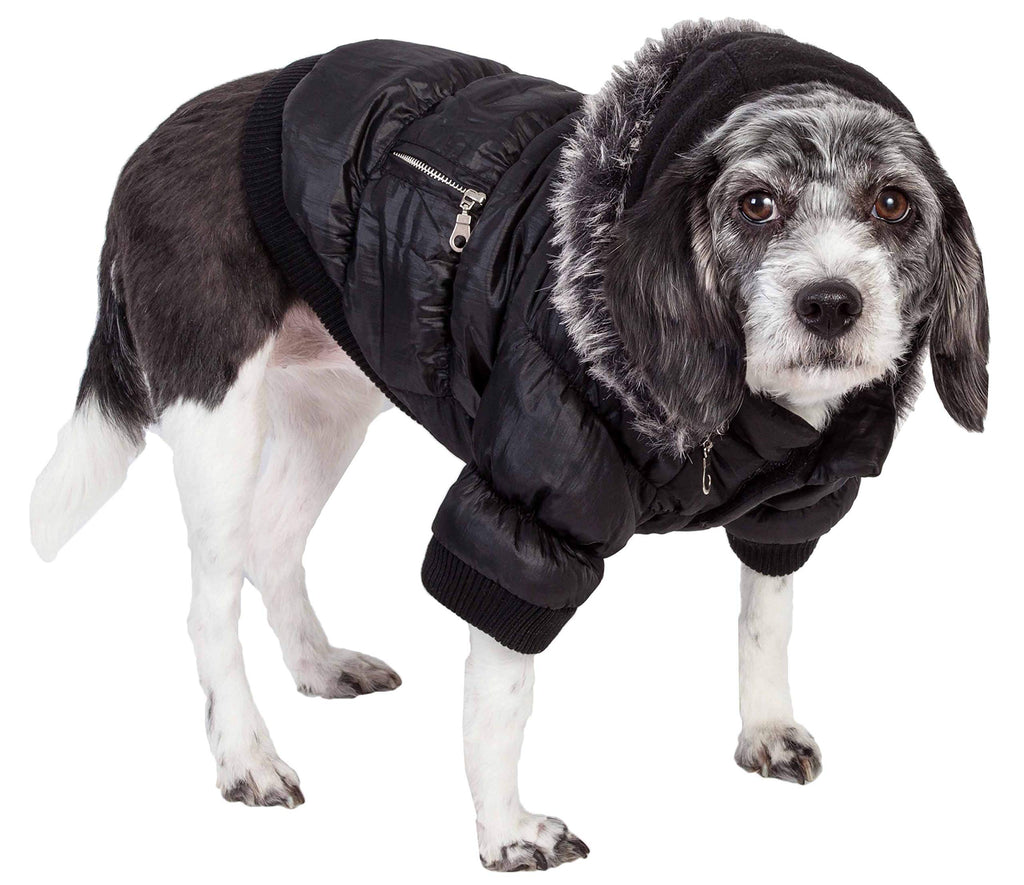 [Australia] - Metallic Fashion Pet Parka Coat Black Small 