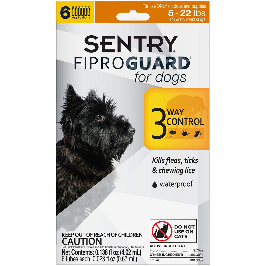 SENTRY Fiproguard for Dogs, Flea and Tick Prevention for Dogs (5-22 Pounds), Includes 6 Month Supply of Topical Flea Treatments - PawsPlanet Australia