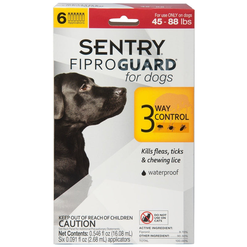 SENTRY Fiproguard for Dogs, Flea and Tick Prevention for Dogs (45-88 Pounds), Includes 6 Month Supply of Topical Flea Treatments - PawsPlanet Australia