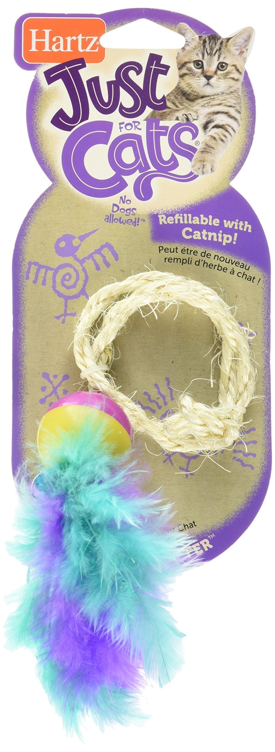 [Australia] - Hartz Just For Cats Twist 'n Flutter Feather Ball Rope Cat Toy 