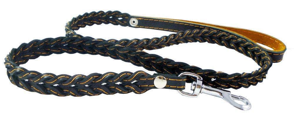 [Australia] - Genuine Leather Braided Dog Leash 4 Ft Long 3/4" Wide Black 