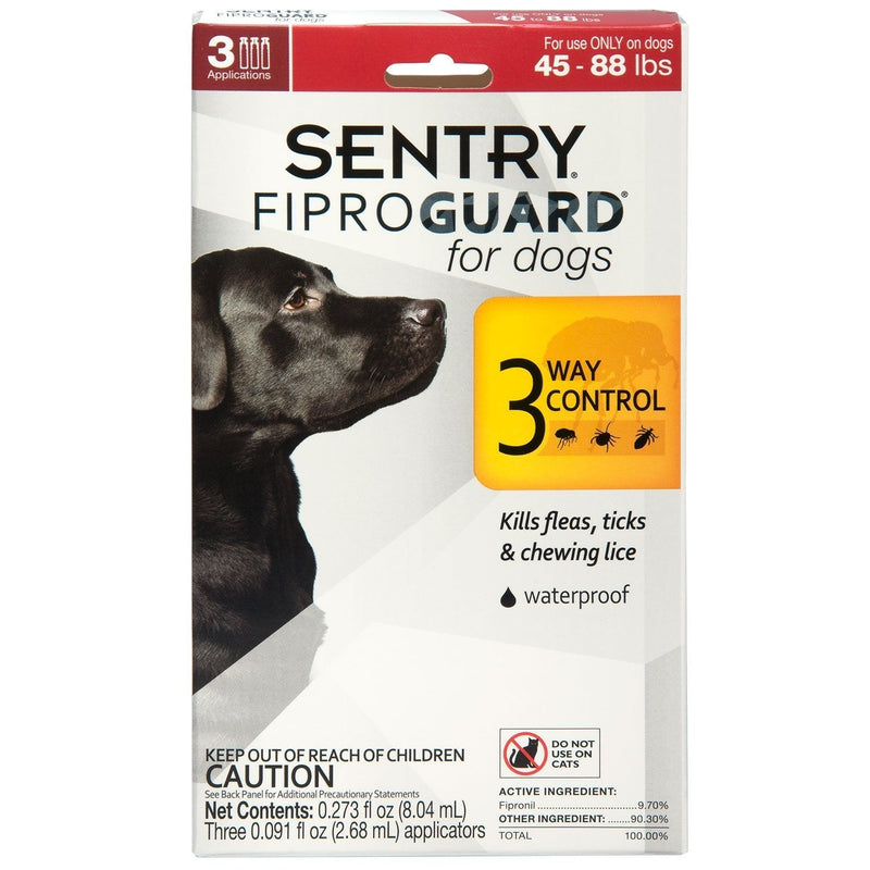 SENTRY PET CARE Fiproguard for Dogs, Flea and Tick Prevention for Dogs (45-88 Pounds), Includes 3 Month Supply of Topical Flea Treatments - PawsPlanet Australia