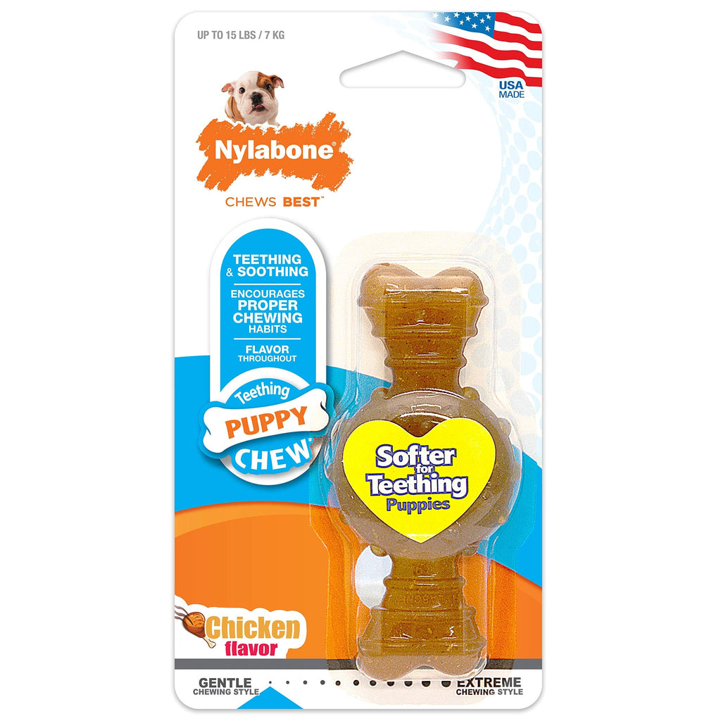 Nylabone Puppy Chew Ring Bones for X-Small, Small & Medium Breeds - Made with Bold Flavor Chicken X-Small/Petite (1 Count) - PawsPlanet Australia