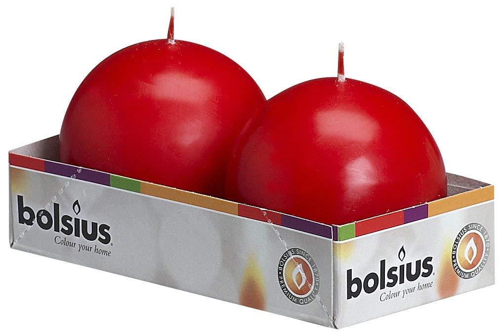 Bolsius Set of 2 Red Ball Candles - 2.75 inch Unscented Candle Set - Dripless Clean Burning Smokeless Dinner Candle - Perfect for Wedding Candles, Parties and Special Occasions 2 Count - PawsPlanet Australia