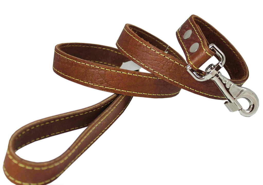 [Australia] - 4' Classic Genuine Leather Dog Leash 1" Wide for Largest Breeds Brown 