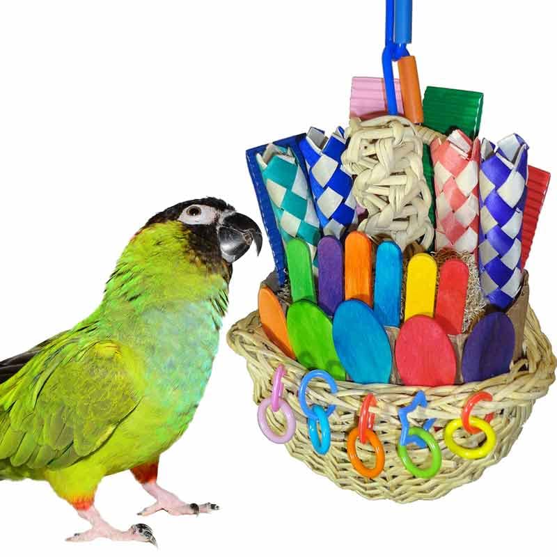 Super Bird Creations SB669 Wicker Foraging Basket Bird Toy, Medium Bird Size, 10” x 4” x 5” - PawsPlanet Australia