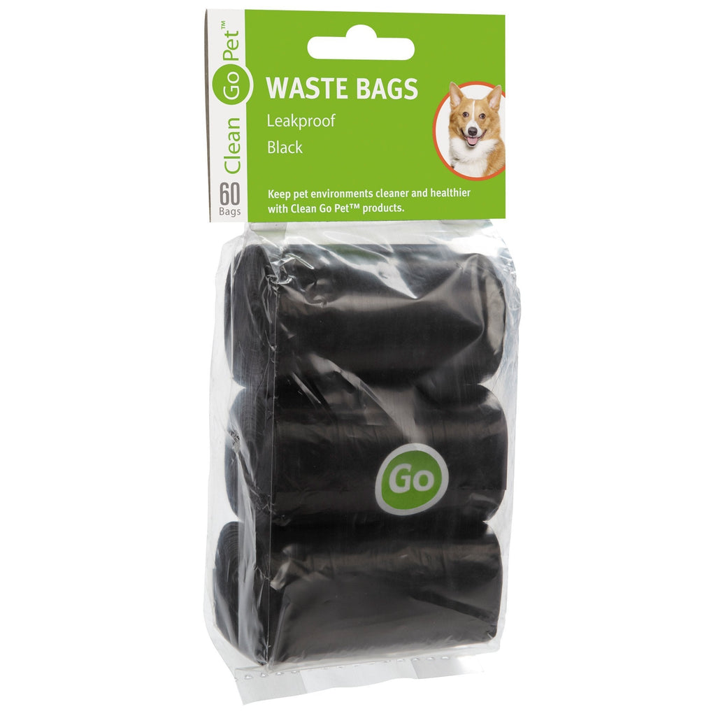 [Australia] - Clean Go Pet Replacement Dog Waste Bags, 20-Count Rolls, Durable, Leakproof Plastic Poop Bags, Black 3 Pack 