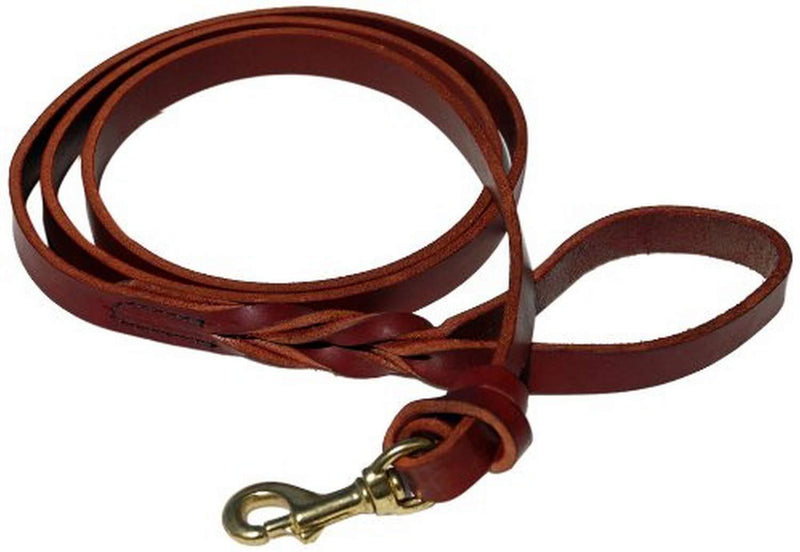 [Australia] - Signature K9 Knot Braided Heavy Leather Leash Burgundy 6-Feet by 7/8-Inch 