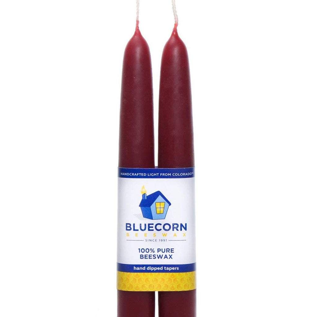 Bluecorn Beeswax 100% Pure Beeswax Tapers - (2 Tapers) (Red, 8") 8" Red - PawsPlanet Australia