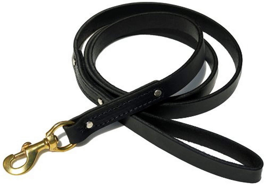 [Australia] - Signature K9 Heavy Leather Leash Black 6-Feet x 7/8-Inch 