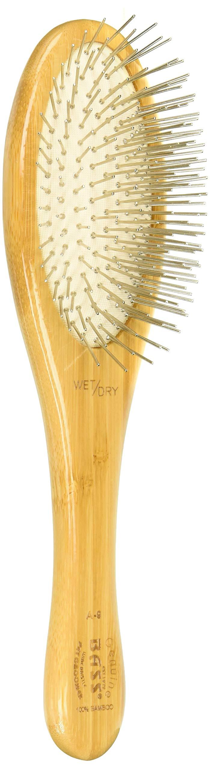 [Australia] - Style & Detangle Pet Brush Alloy Pin | Pure Bamboo Handle | Medium Oval | Dark Finish | Model A9-DB 