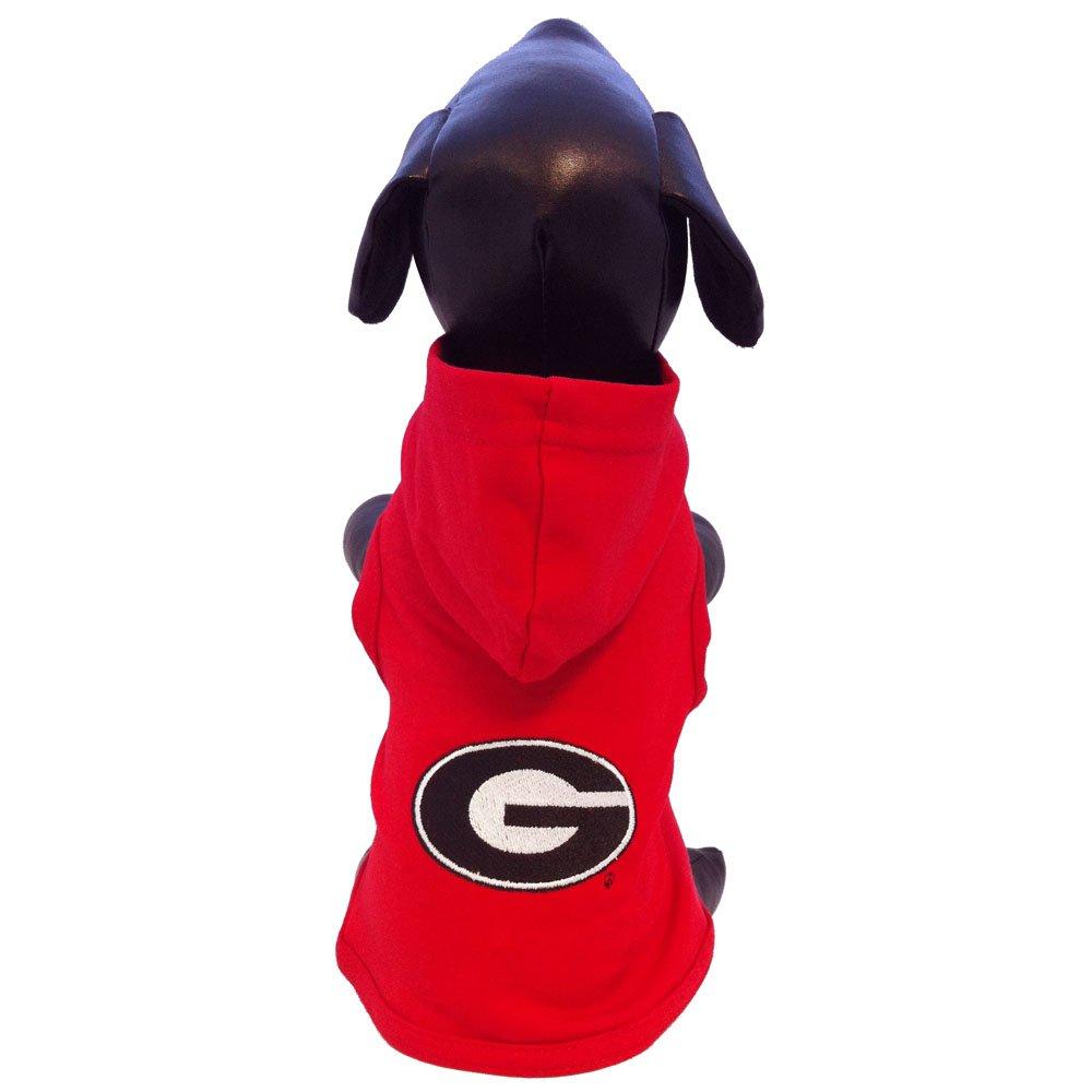 NCAA Georgia Bulldogs Collegiate Cotton Lycra Hooded Dog Shirt Red XX-Large - PawsPlanet Australia