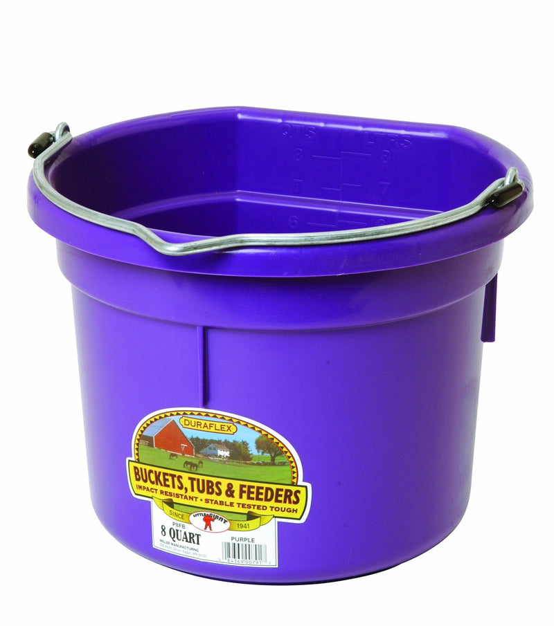 Little Giant Plastic Animal Feed Bucket (Purple) Flat Back Plastic Feed Bucket with Metal Handle (8 Quarts / 2 Gallons) (Item No. P8FBPURPLE) 8 Quart - PawsPlanet Australia