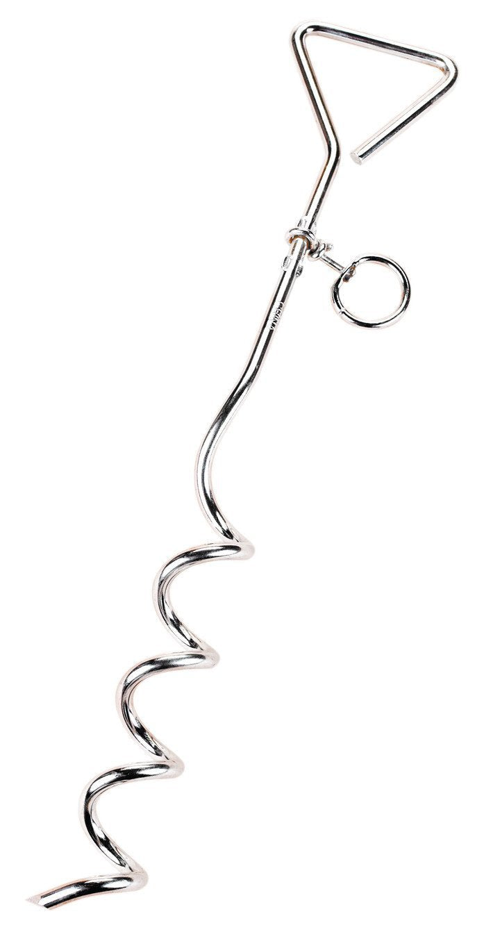 [Australia] - Hamilton Spiral Tie Out Stake with Connecting Ring for Chain or Leash, 18-Inch, Chrome 