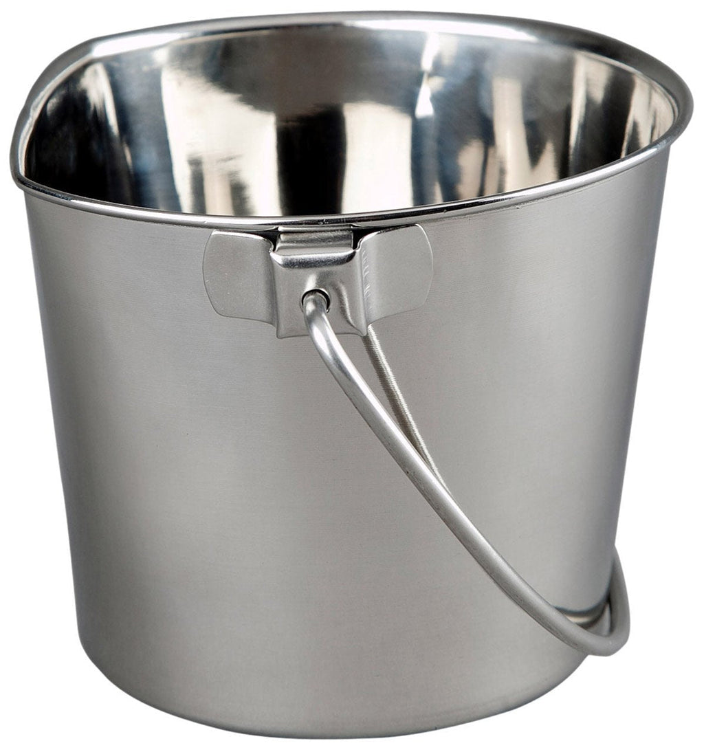 [Australia] - Advance Pet Products Heavy Stainless Steel Flat Side Bucket 6-Quart 
