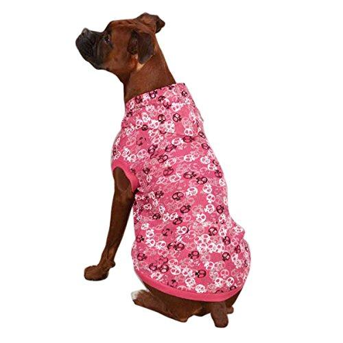 Casual Canine Polyester/Cotton Bone Heads Waffle Dog Hoodie, Medium, 16-Inch, Pink - PawsPlanet Australia