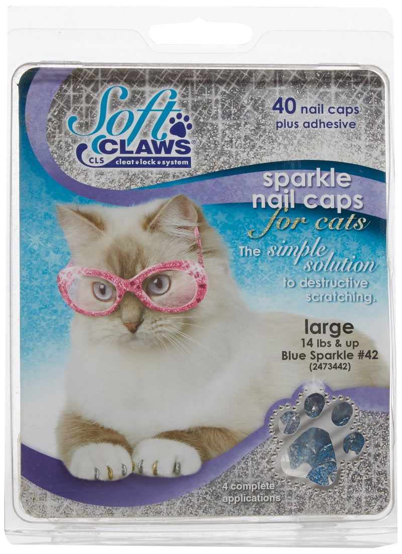 [Australia] - Soft Claws for Cats, Size Large, Color Blue Glitter 