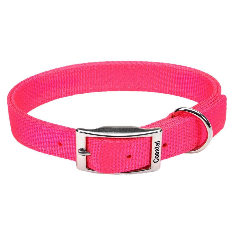 [Australia] - Coastal Pet Double Ply Dog Collar 1" Width by Adjustable Girth of 19" to 22", Neon Pink (1-Unit) 