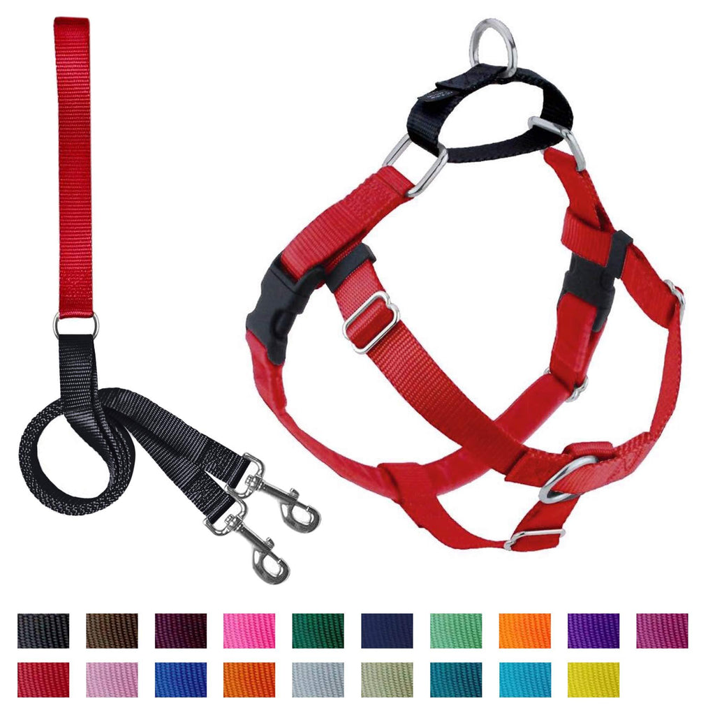 [Australia] - 2 Hounds Design Freedom No-Pull Dog Harness with Leash, Large Red 