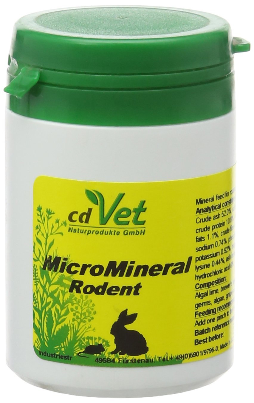 cdVet Naturprodukte MicroMineral Rodents 60 g - natural micronutrient supply - natural mineralization and vitamin coverage - relief detoxification organs - calcium - magnesium - - PawsPlanet Australia